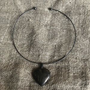 Sterling silver heart locket choker necklace